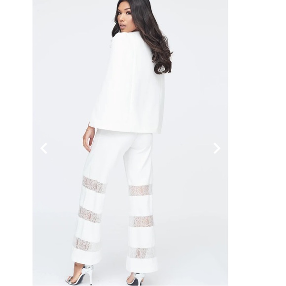 Chic Lavish Alice Lace Insert Cape Sleeve Jumpsuit - Picture 4 of 15